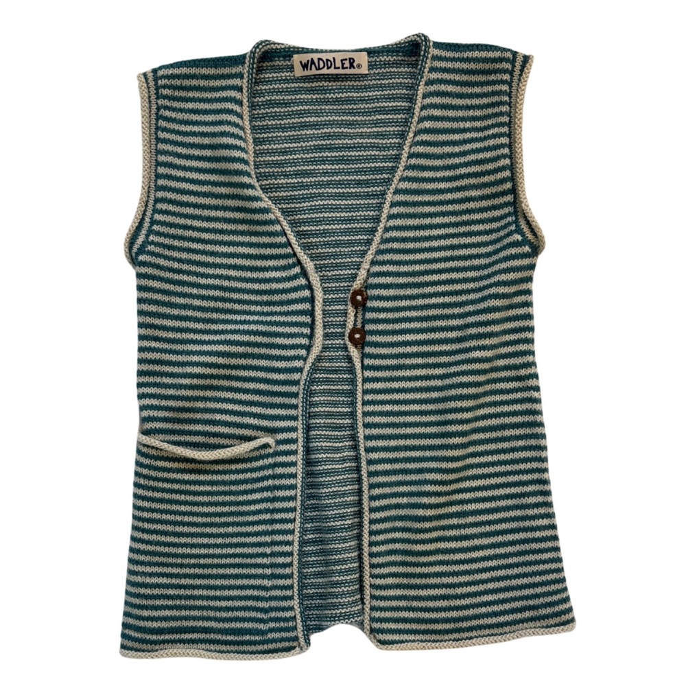 Green/Cream Striped Kids Sweater Vest - Waddler